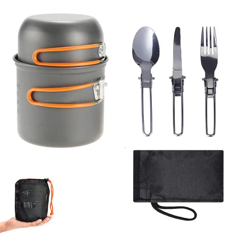 Premium Camping Cookware Set - Stainless Steel Forks, Knives and Spoons for Outdoor Cooking and Picnics! Sunsetmount