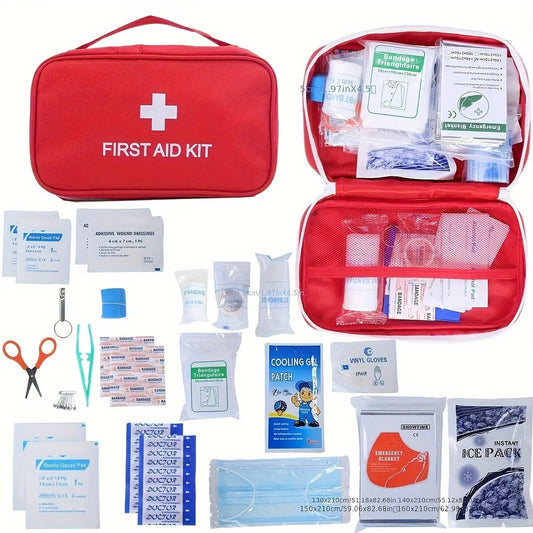 Compact 64-Piece First Aid Kit For Home, Business, And School - Essential Emergency Supplies For Car Travel And Hiking - Includes Mini Survival And Medical Kit Sunsetmount